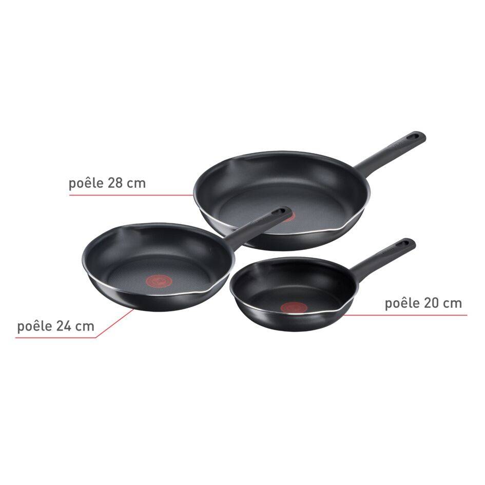 Day by Day On Lot de 3 poêles 20/24/28 cm