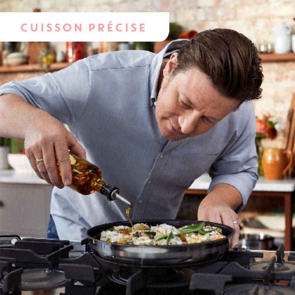 Ingenio Jamie Oliver, Poêles + poignée amovible, Inox antiadhésif, Induction, 24/28cm