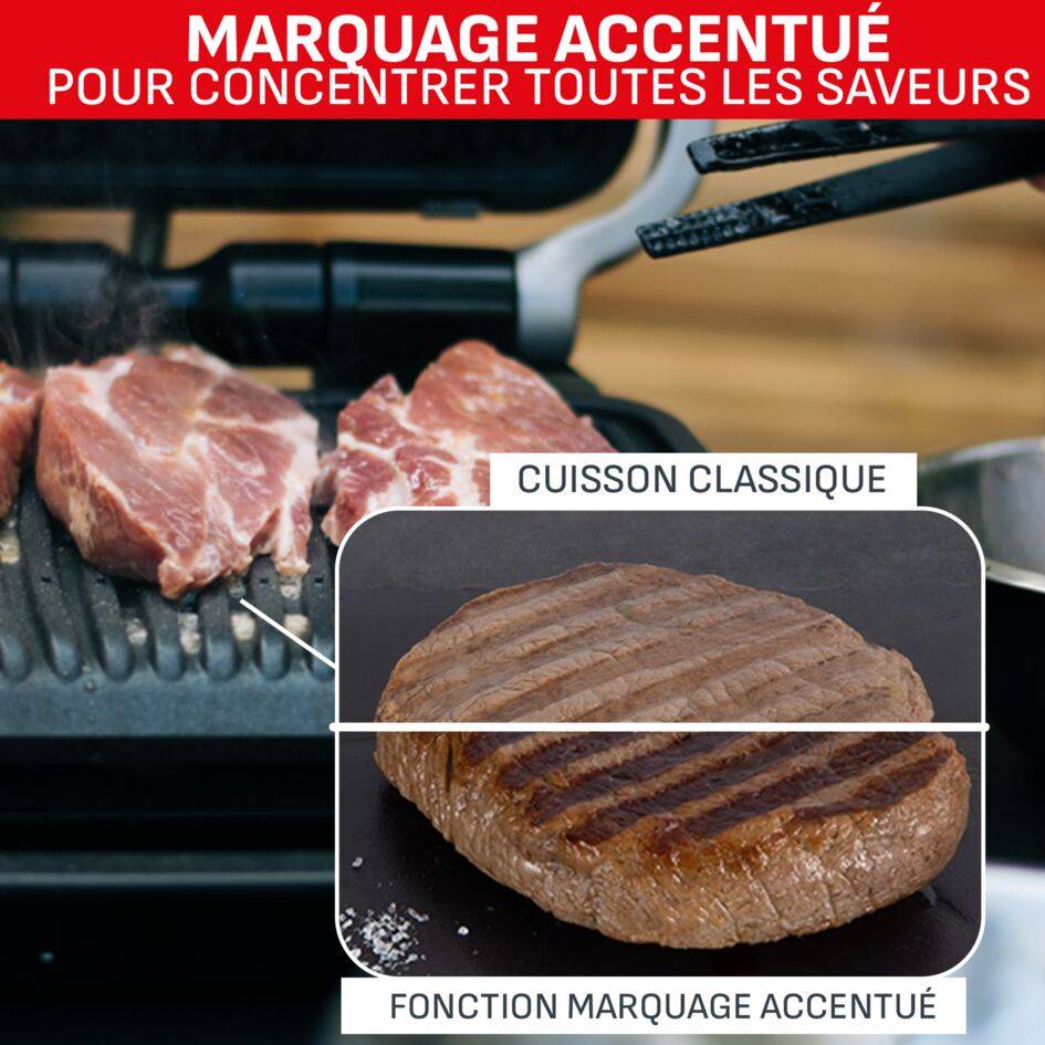 Optigrill Elite, grill intelligent, 12 programmes, mode manuel, fonction marquage, 4 personnes