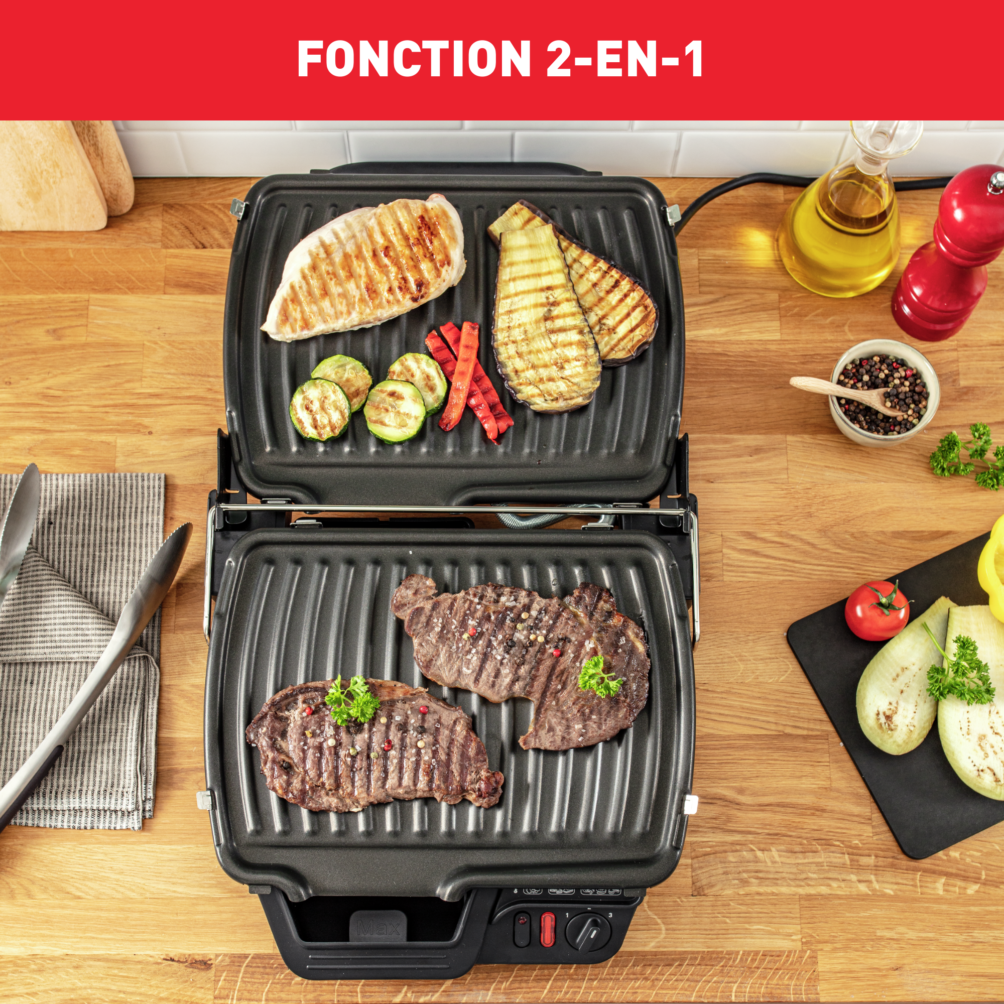 Ultra compact, Grill, 2 positions, 2000 W