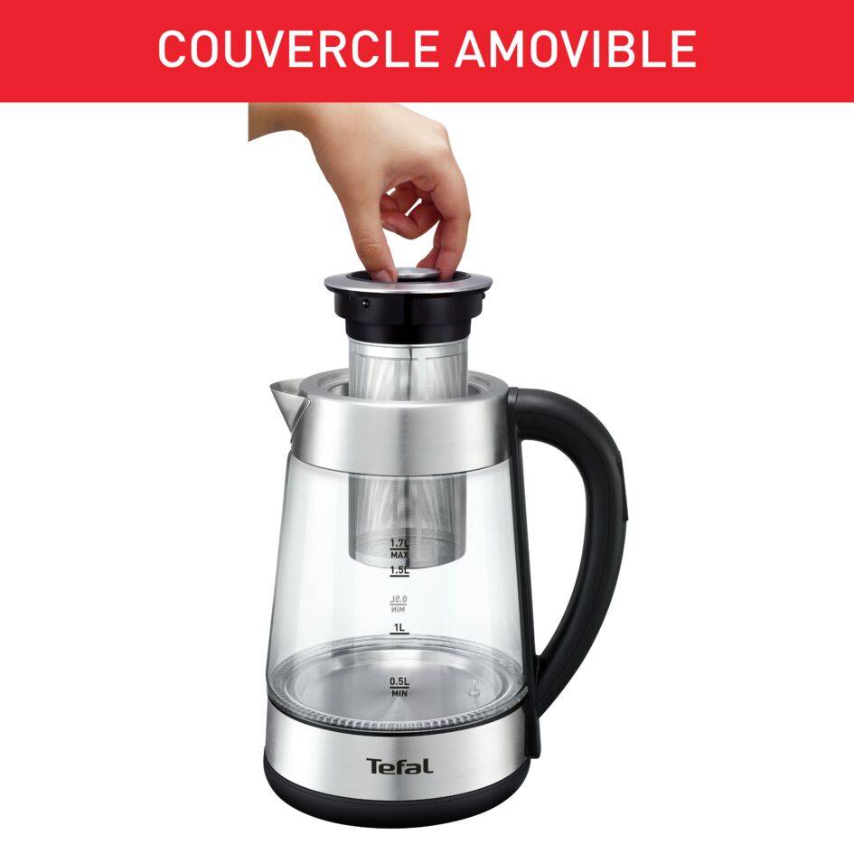Bouilloire & machine à thé 2-en-1, verre, 5 températures