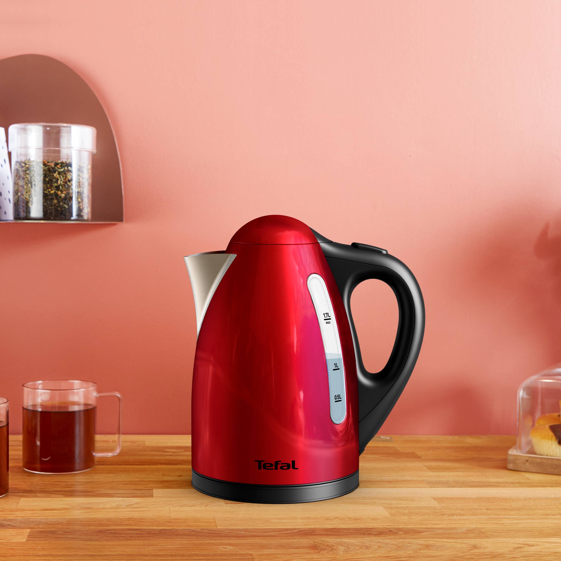 Bouilloire 1,7l rouge inox