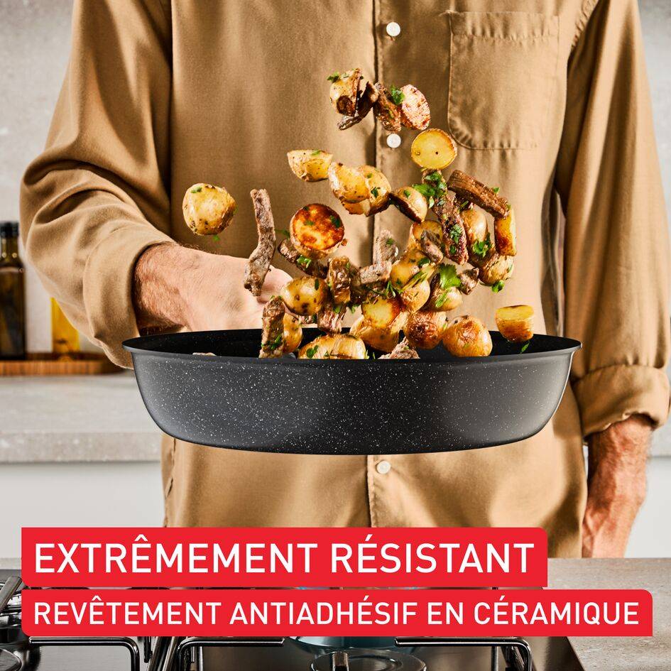 Experience Ceramic, Lot de 2 poêles 24/28 cm, Revêtement en céramique antiadhésif