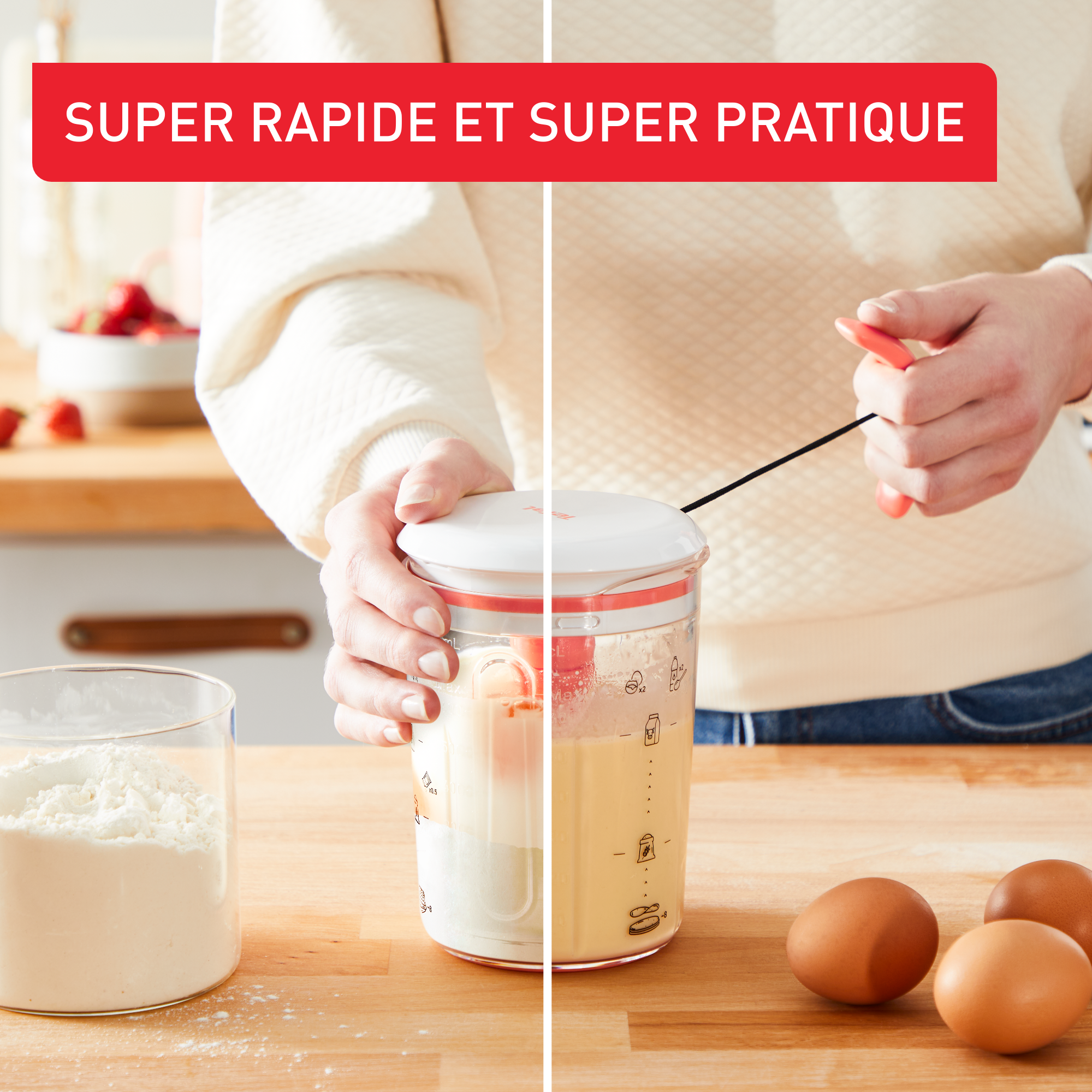 Tefal Crêpes Express, Mélangeur pâte à crêpes, Pâte parfaite en 2 minutes