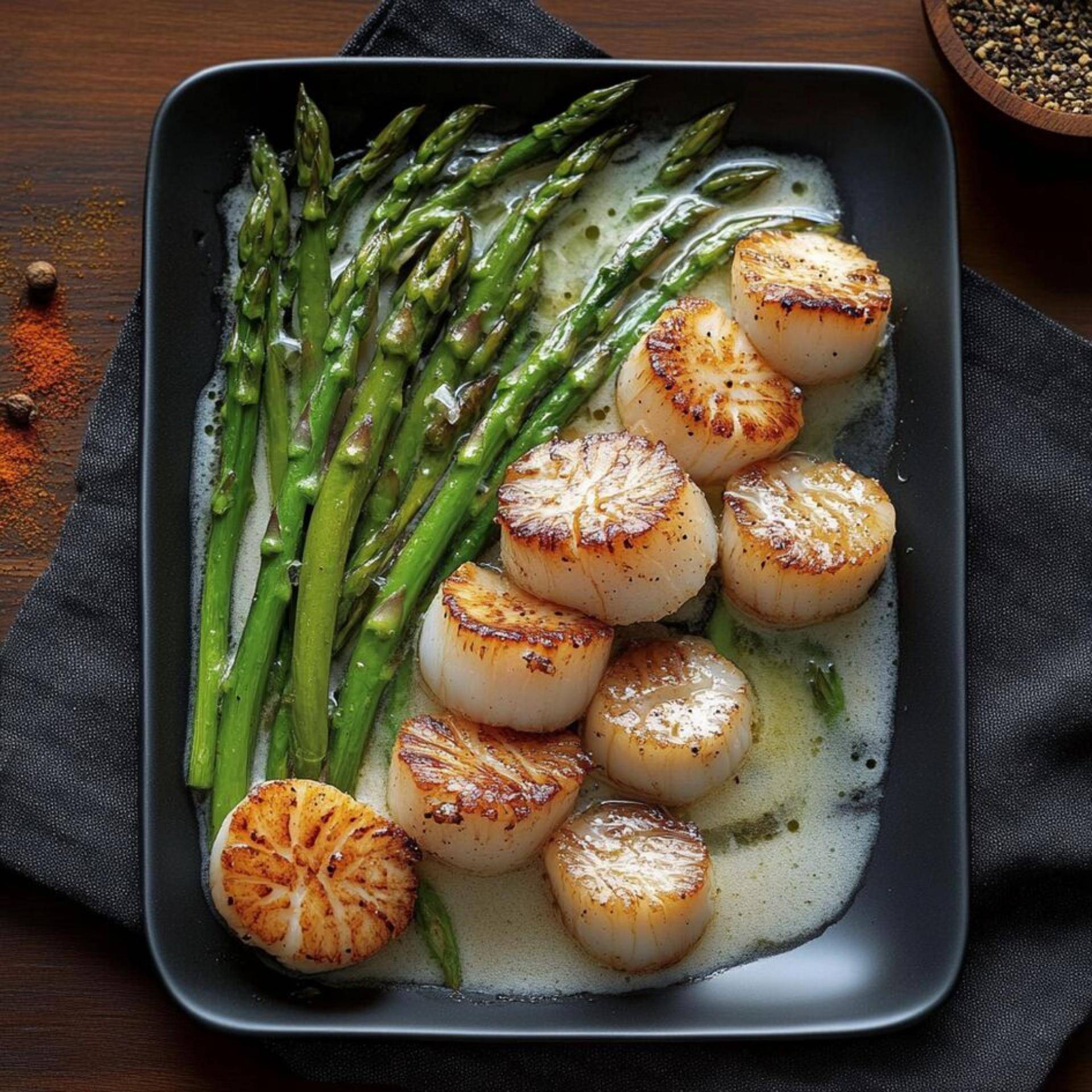 Saint-Jacques poêlées aux agrumes et asperges vertes - Recette Poêles et Casseroles | Tefal