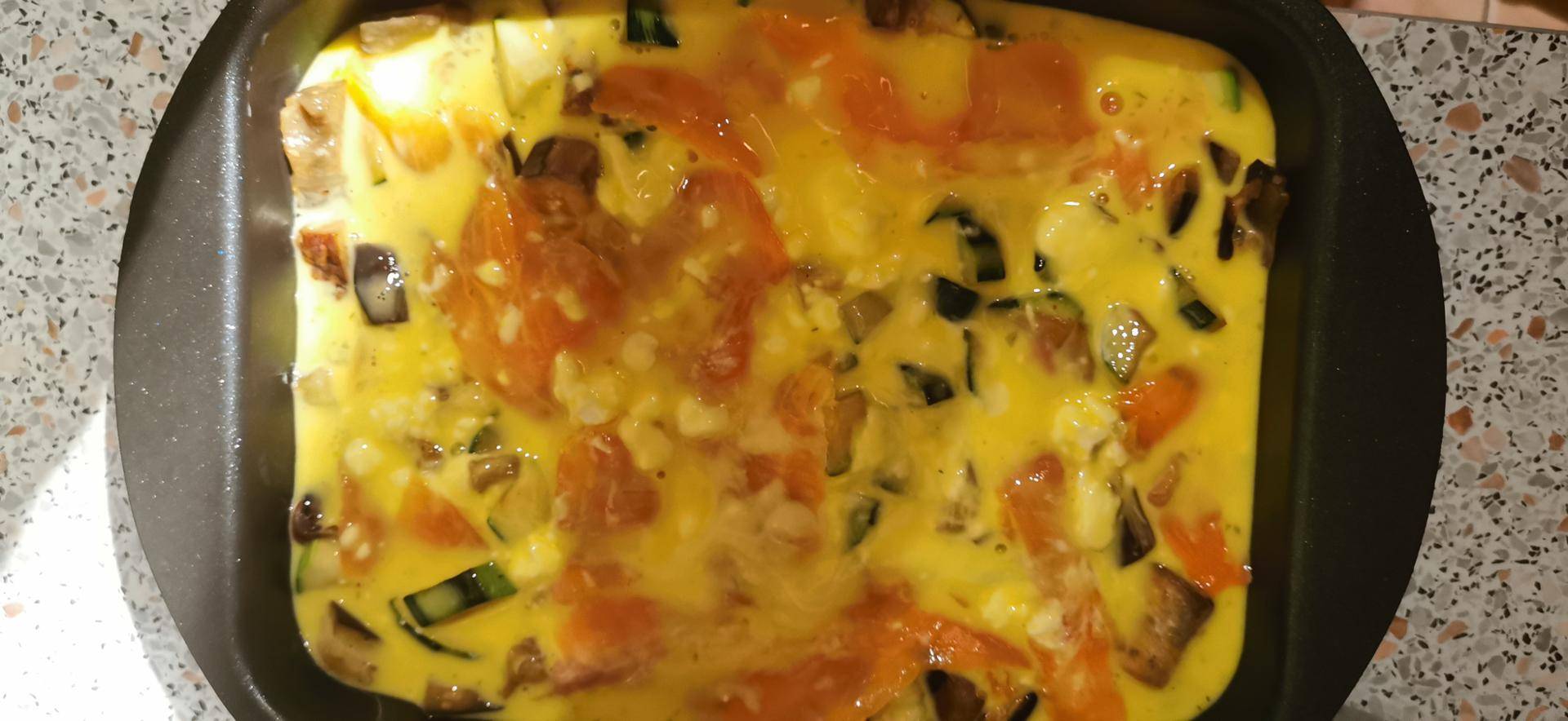 Flan courgettes aubergine et truite fumée - Recette Cake Factory | Tefal