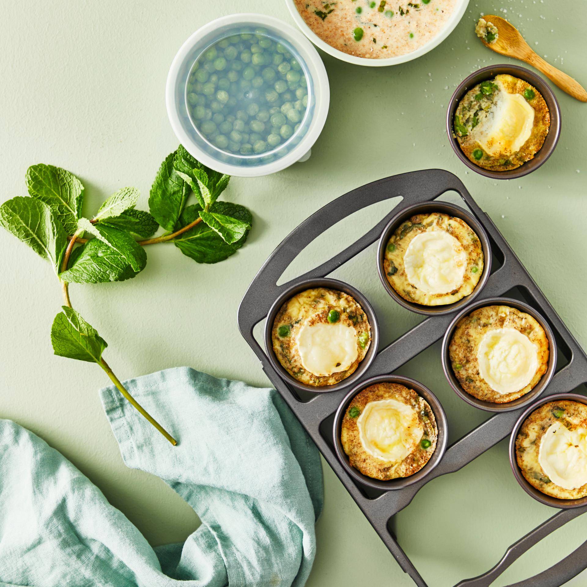 Clafoutis chèvre et petits pois - Recette Cake Factory | Tefal
