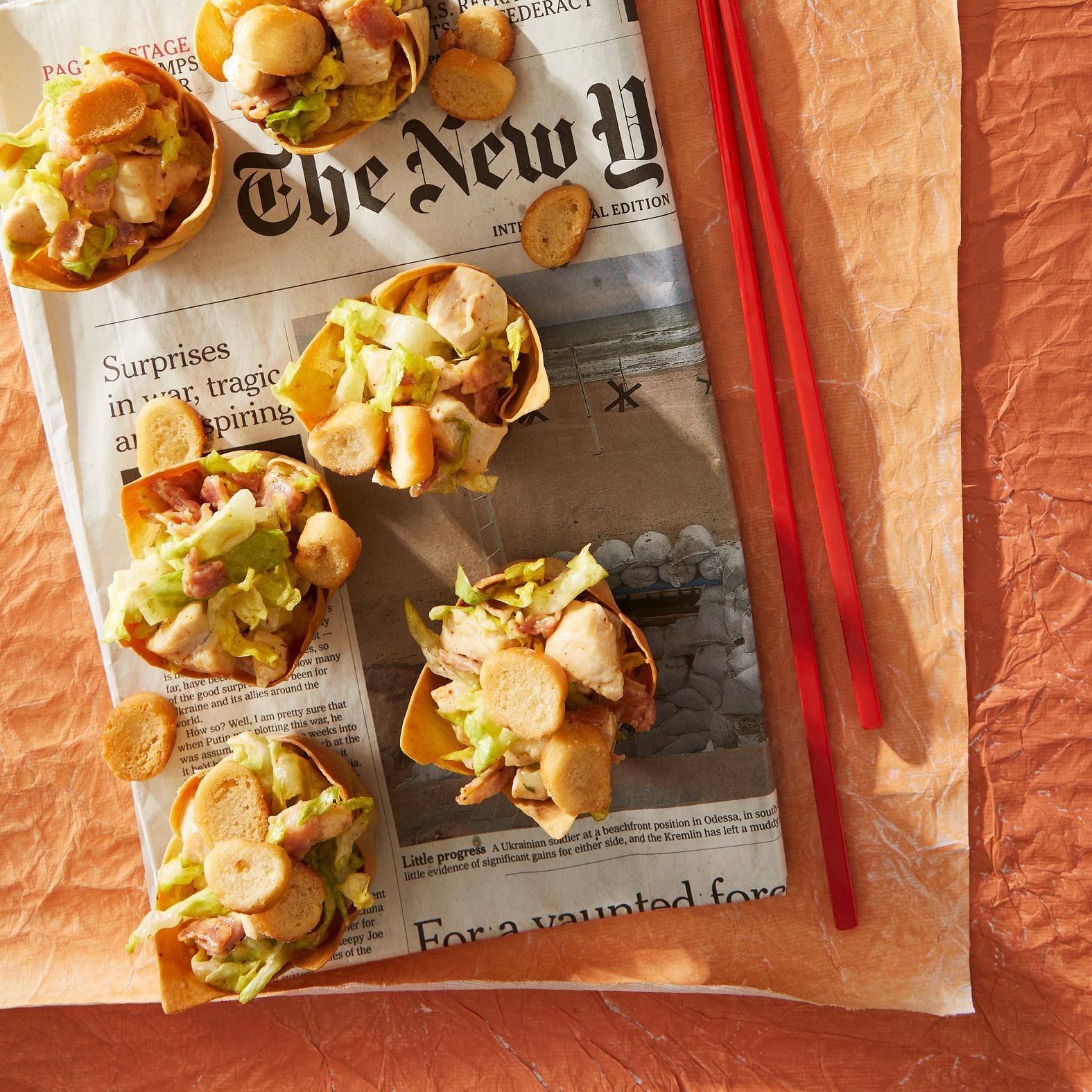 Wonton cups à la salade César - Recette Cake Factory | Tefal