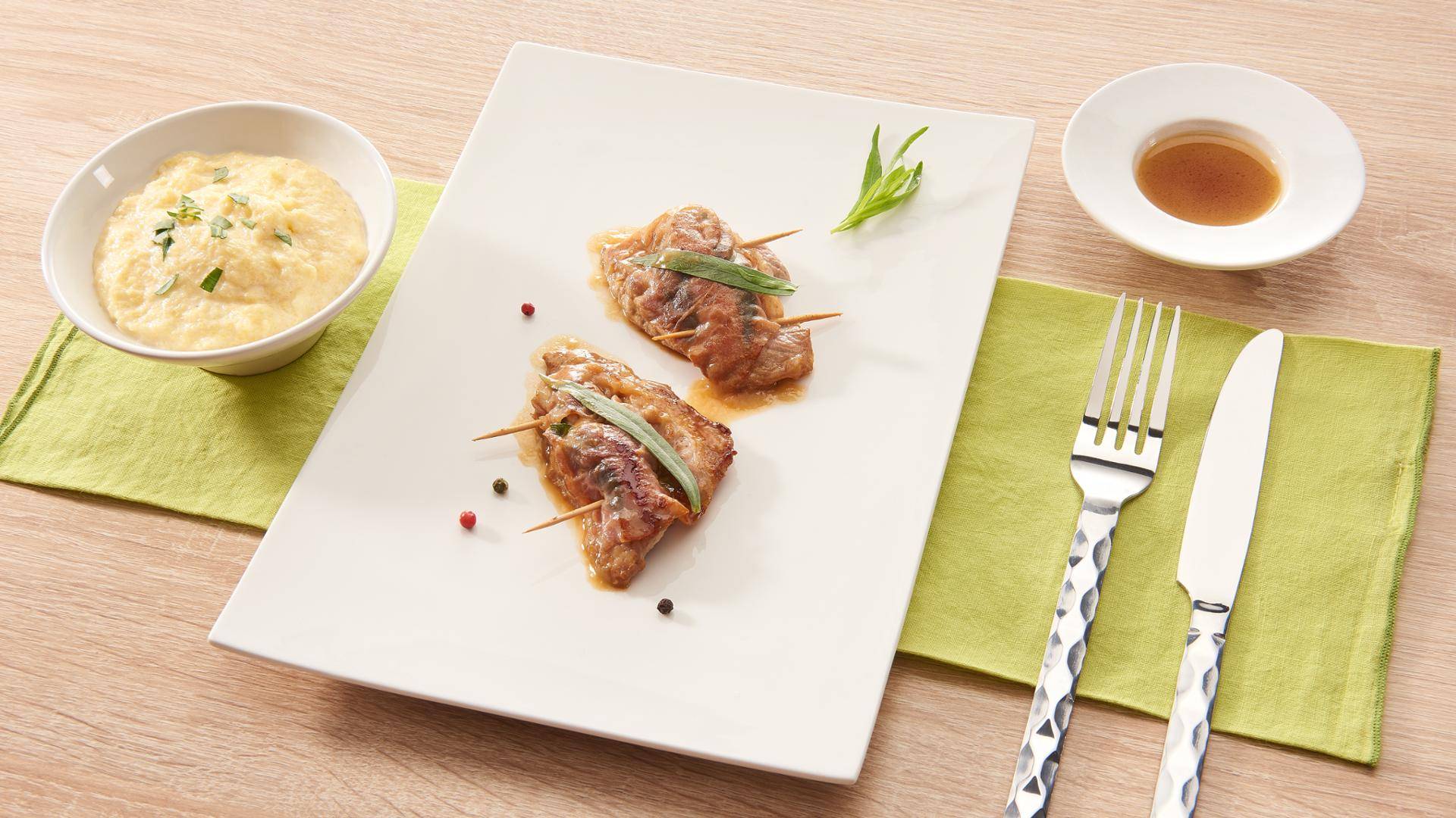Saltimbocca de veau et estragon, polenta crémeuse - Recette Poêles et Casseroles | Tefal