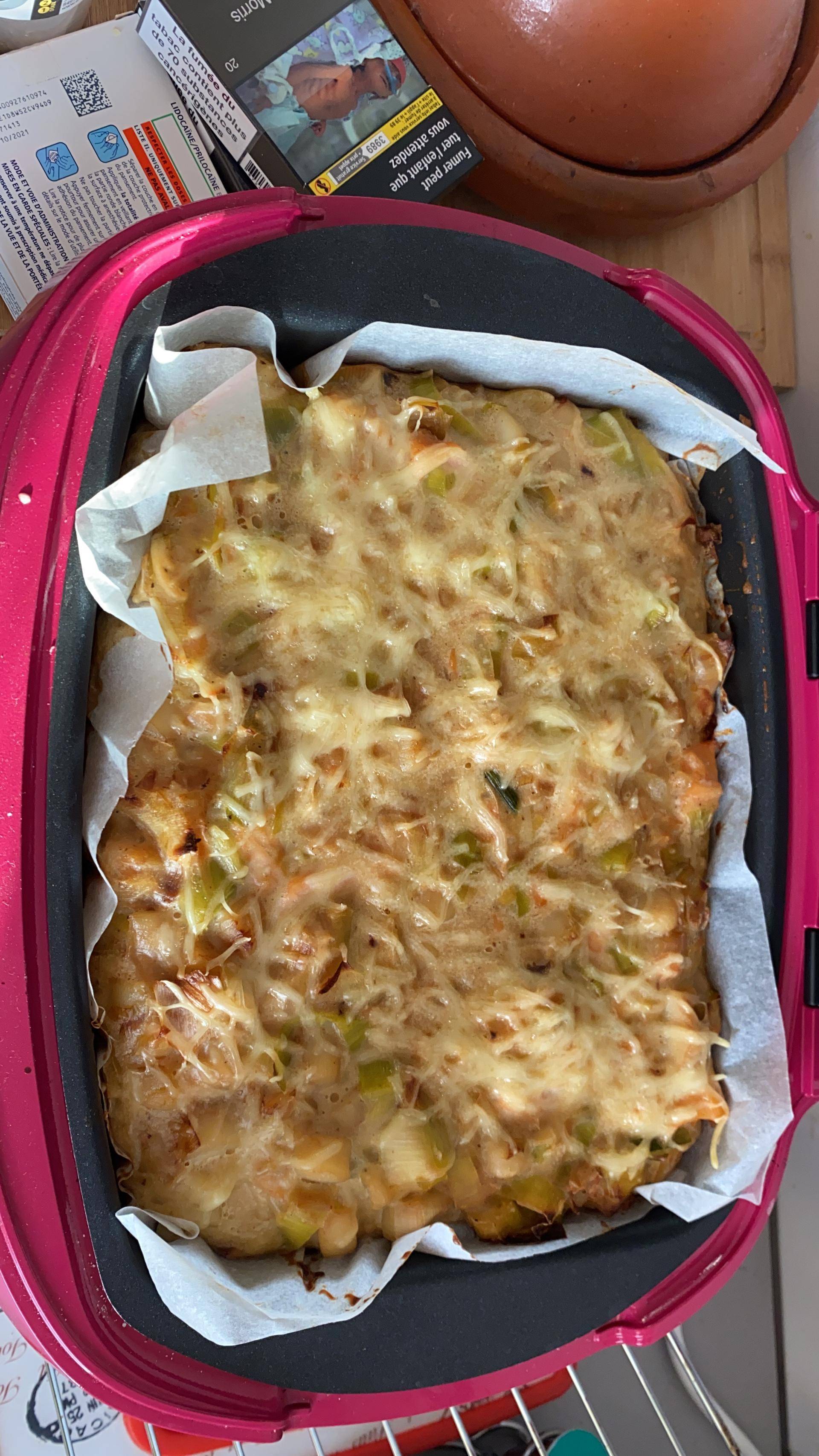 Quiche sans pâte au poireaux saumon fumé et noix de saint Jacques - Recette Cake Factory | Tefal