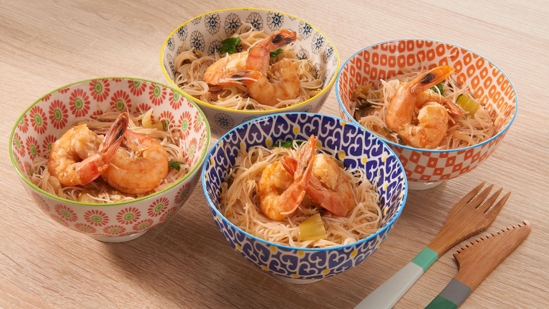 Nouilles sautées aux gambas - Recette Poêles et Casseroles | Tefal