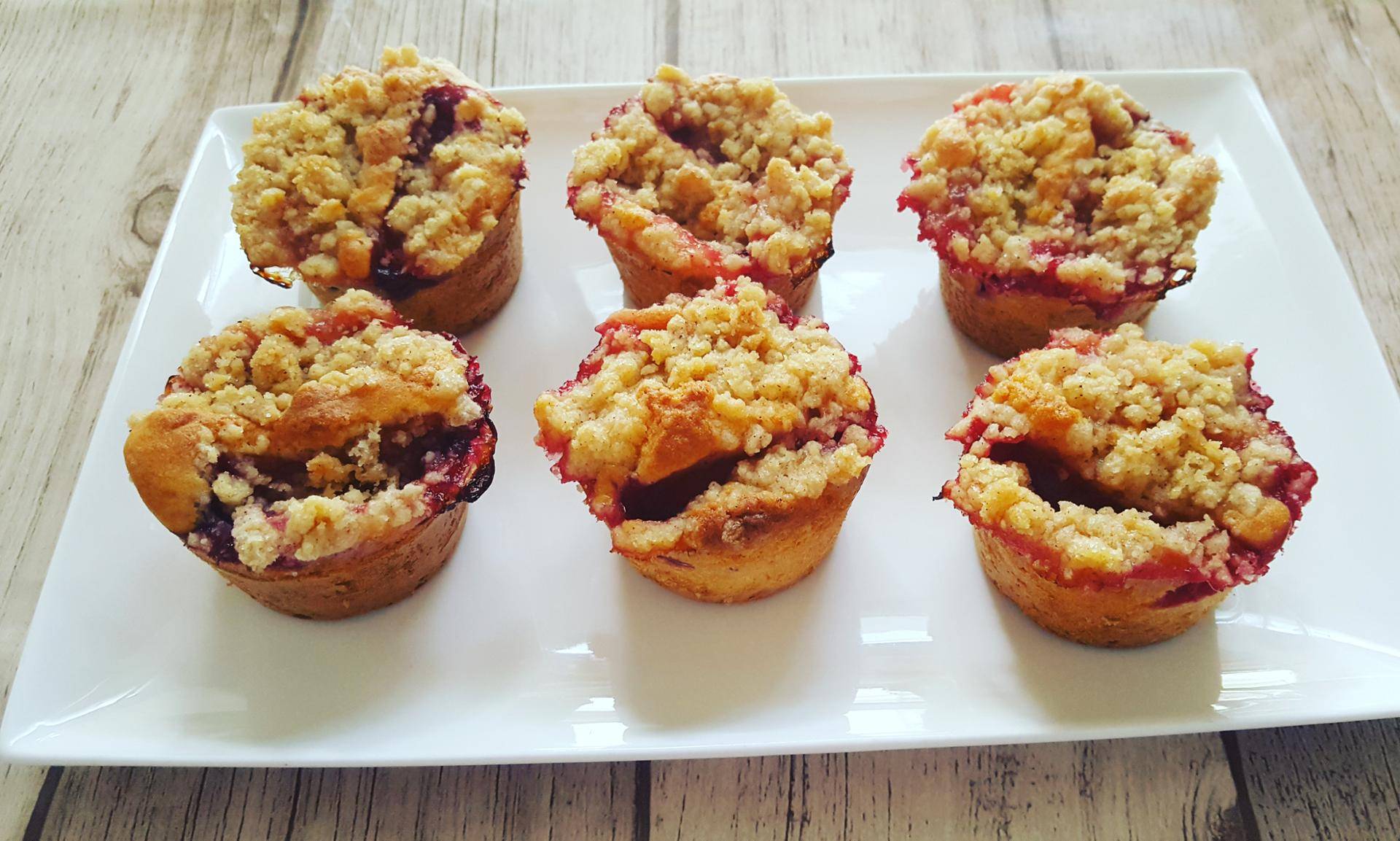 Petits gâteaux streusel aux prunes - Recette Cake Factory | Tefal