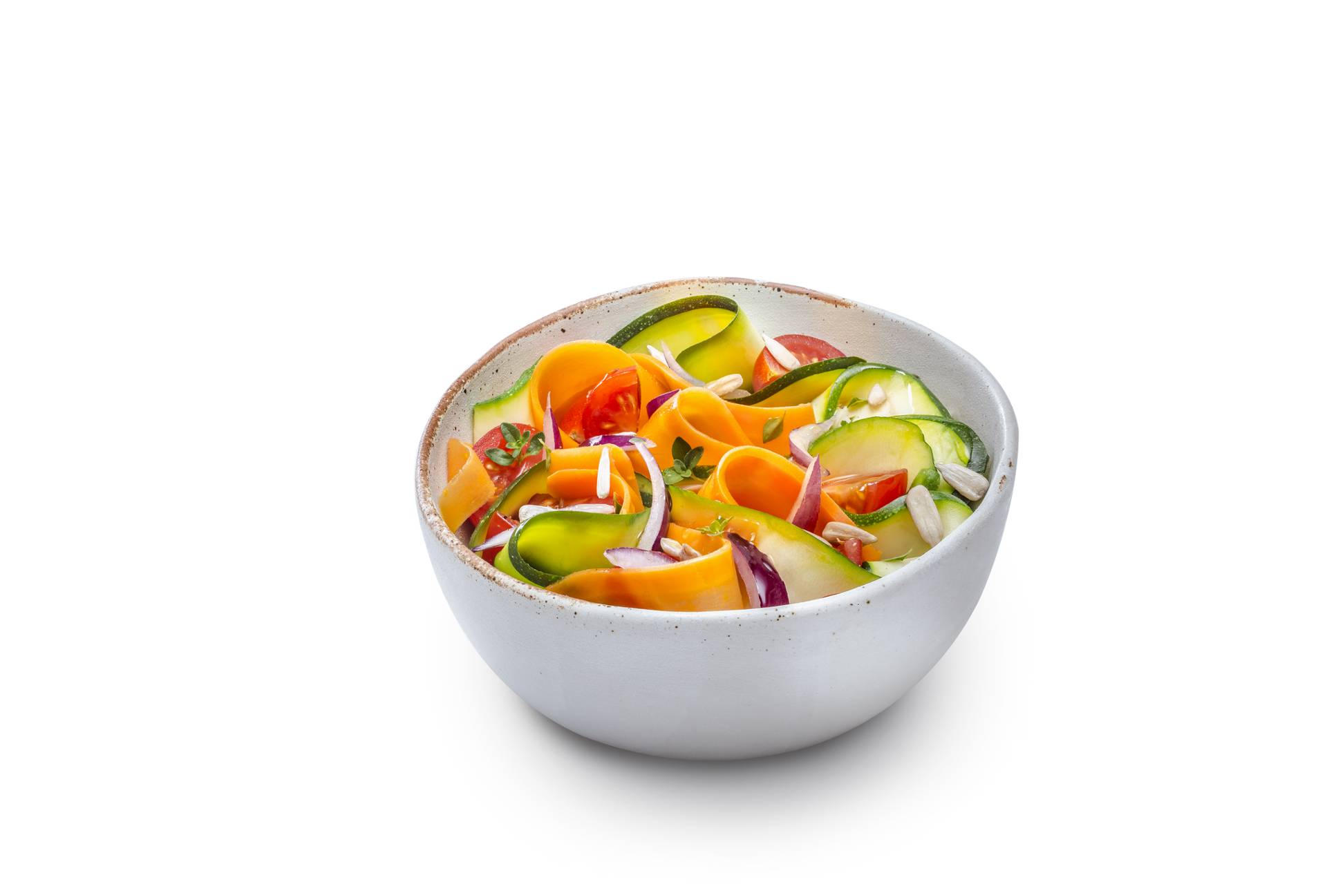 Tagliatelles de légumes, tomates cerise, vinaigrette et graines de tournesol - Recette undefined | Tefal