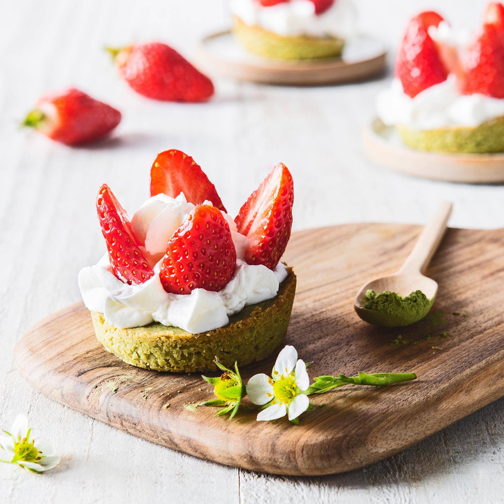 Mini tartes aux fraises et thé matcha - Recette Cake Factory | Tefal