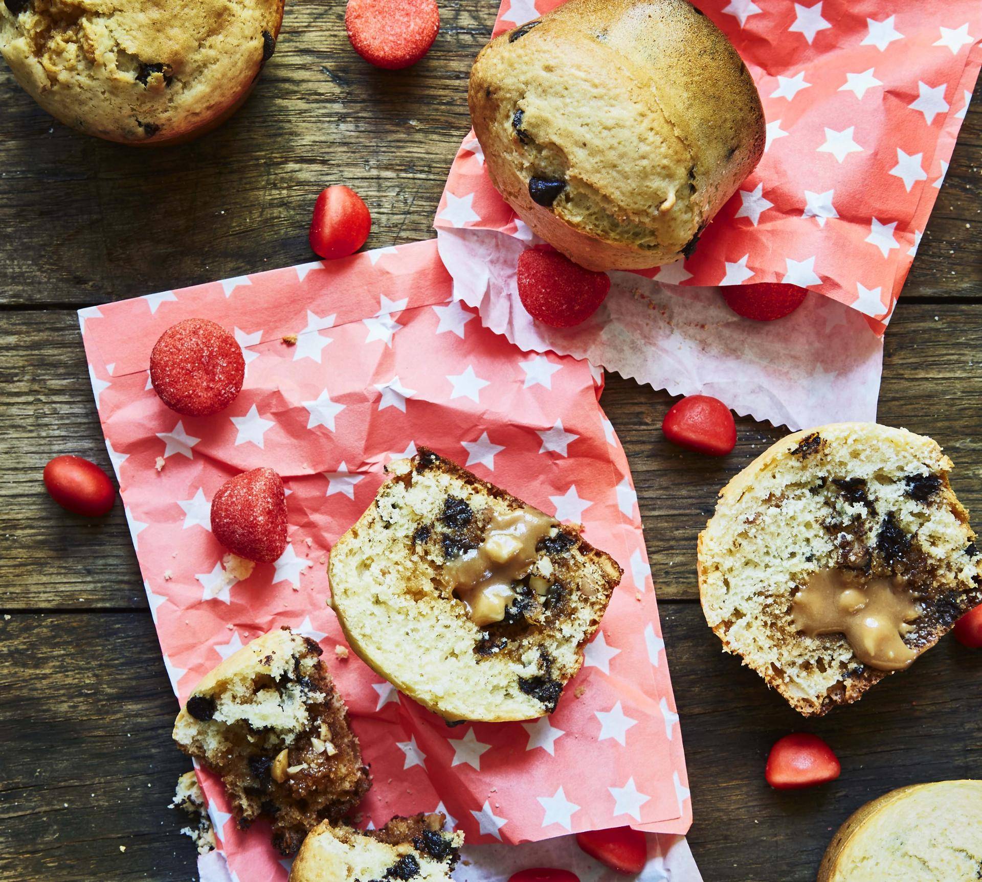 Muffins fous aux cacahuètes, caramel et chocolat - Recette Cake Factory | Tefal