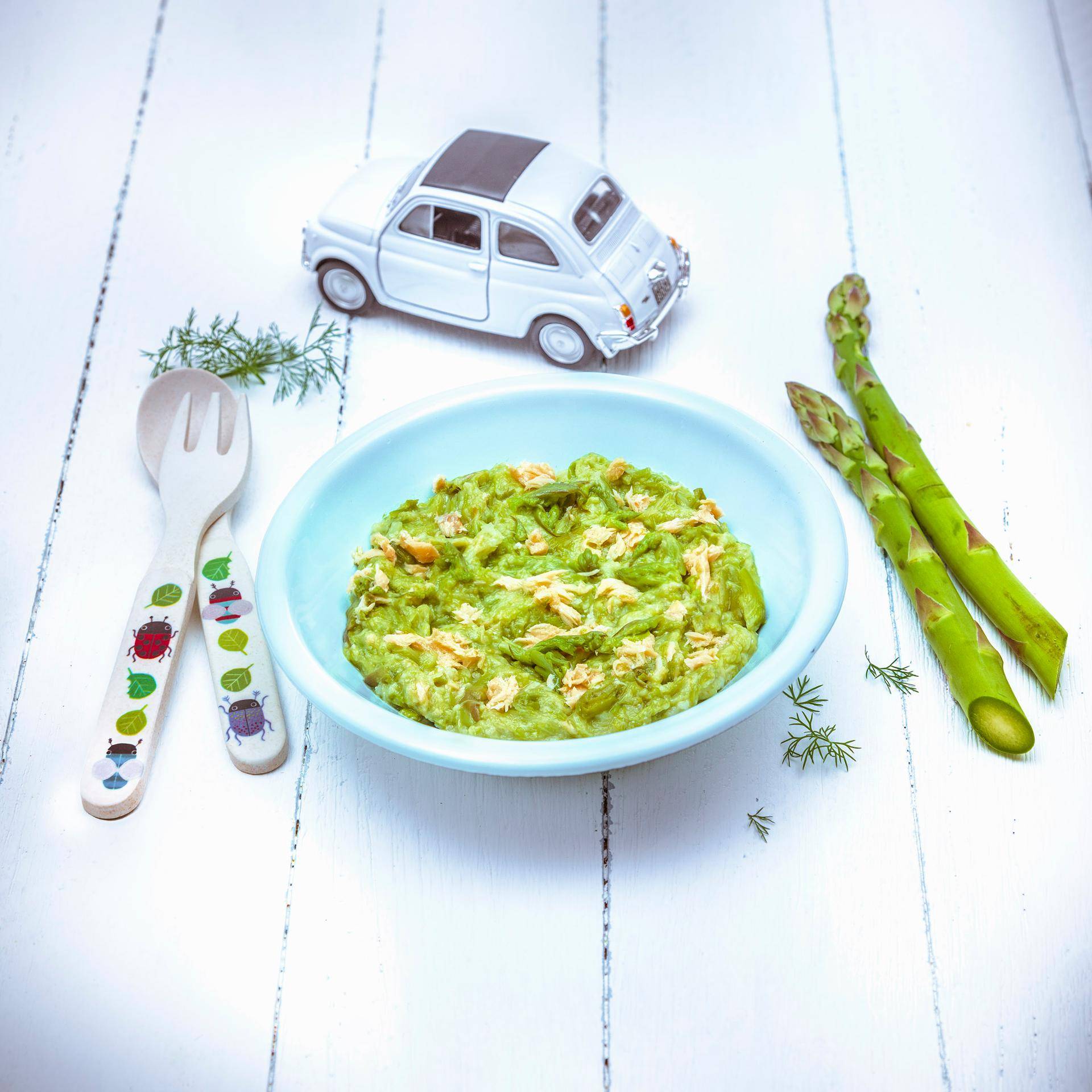 Moulinée d’asperges vertes à la truite à partir de 12 mois - Recette undefined | Tefal