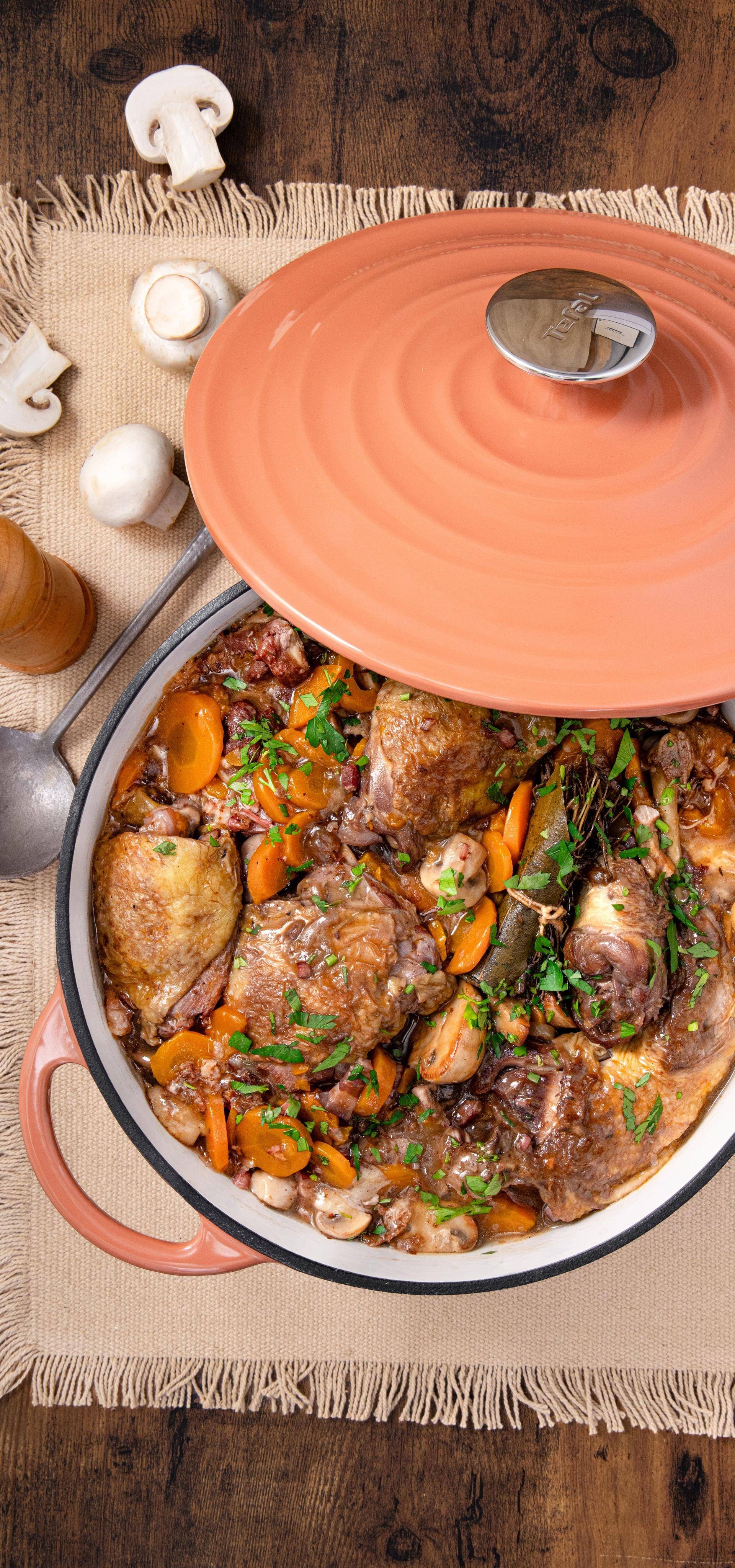 Coq au vin en cocotte - Recette Poêles et Casseroles | Tefal