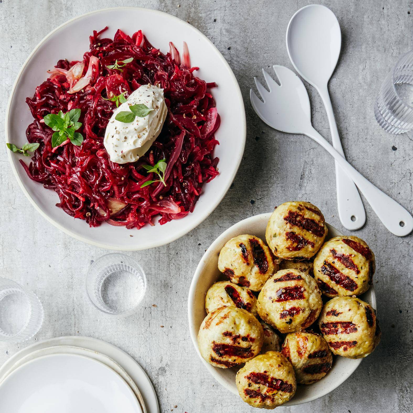 Kalkoengehaktballen met in appel gesmoorde bietjes - Recette OptiGrill 2in1 | Tefal