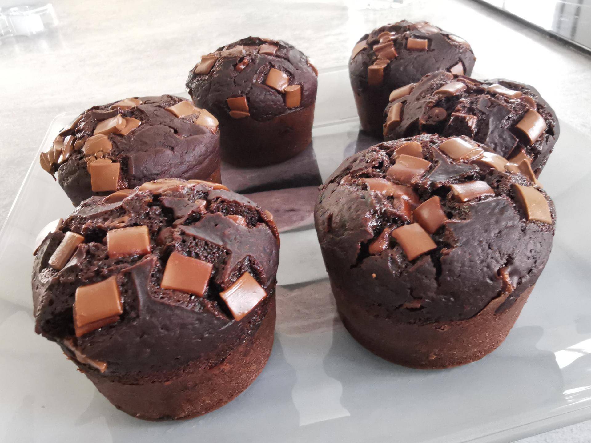 Muffins américain au chocolat pépites de chocolat et cœur pâte à tartiner - Recette Cake Factory | Tefal
