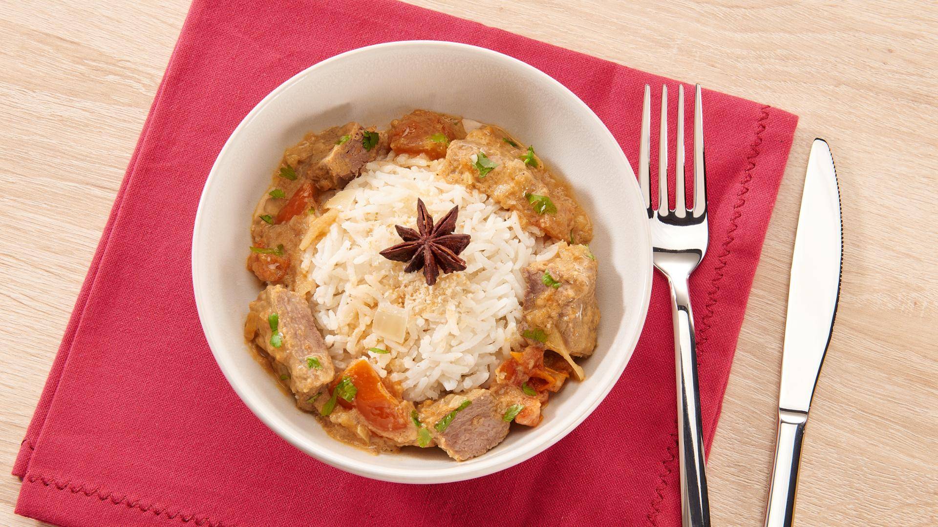 Bœuf massala et riz à la noix de coco - Recette Poêles et Casseroles | Tefal