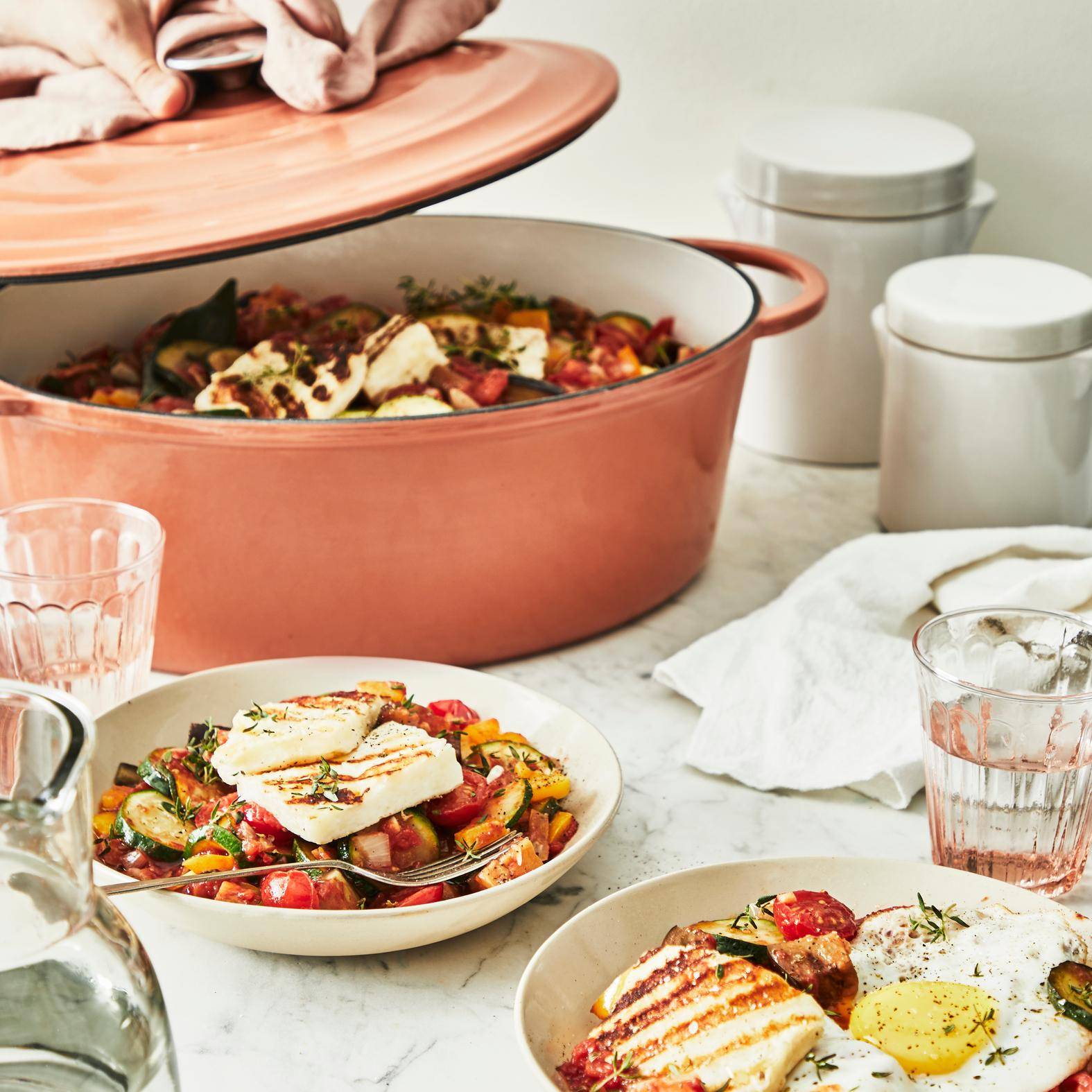 Ratatouille confite au four et halloumi grillé - Recette Poêles et Casseroles | Tefal