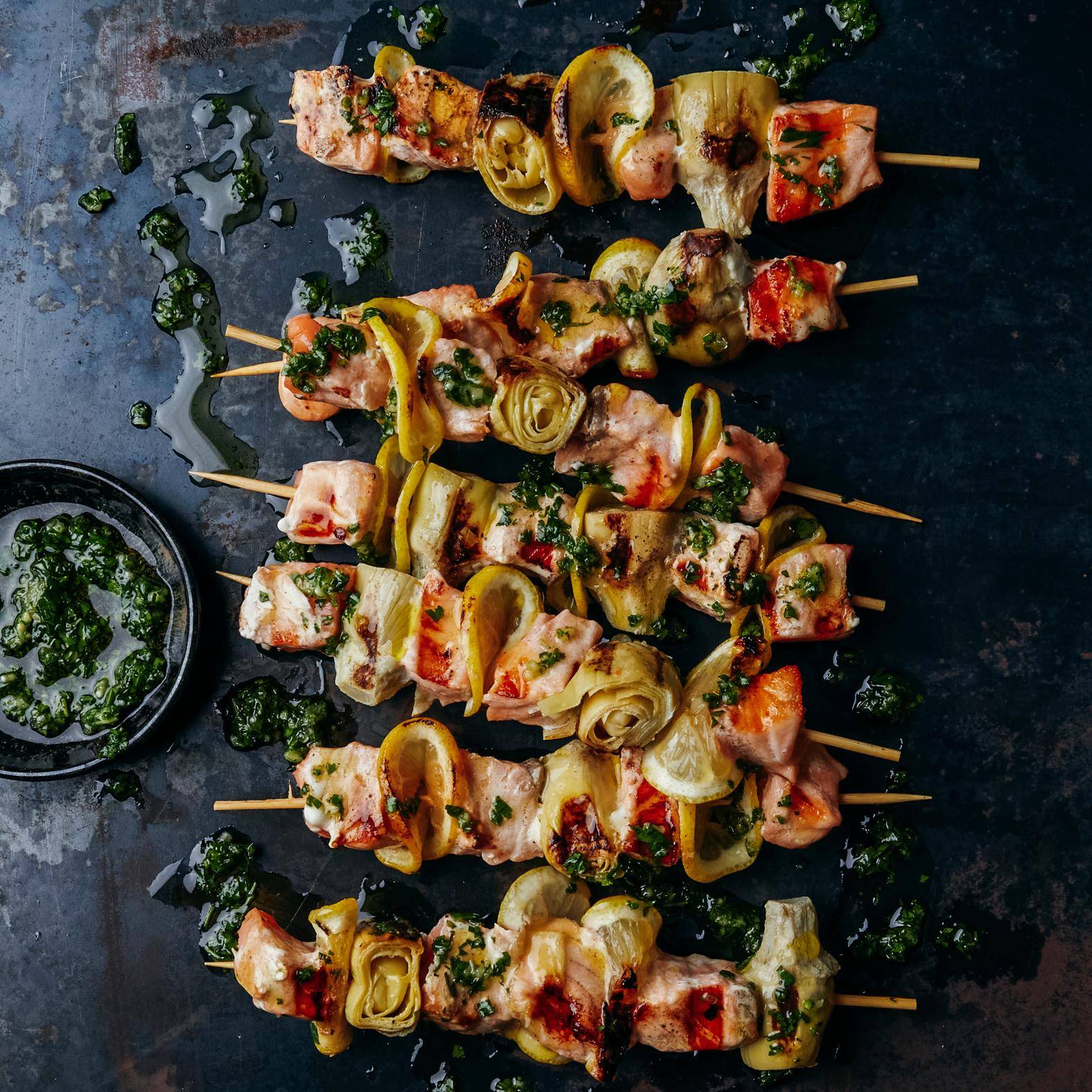 Brochettes de saumon et d'artichauts à la méditerranéenne - Recette OptiGrill 4in1 | Tefal