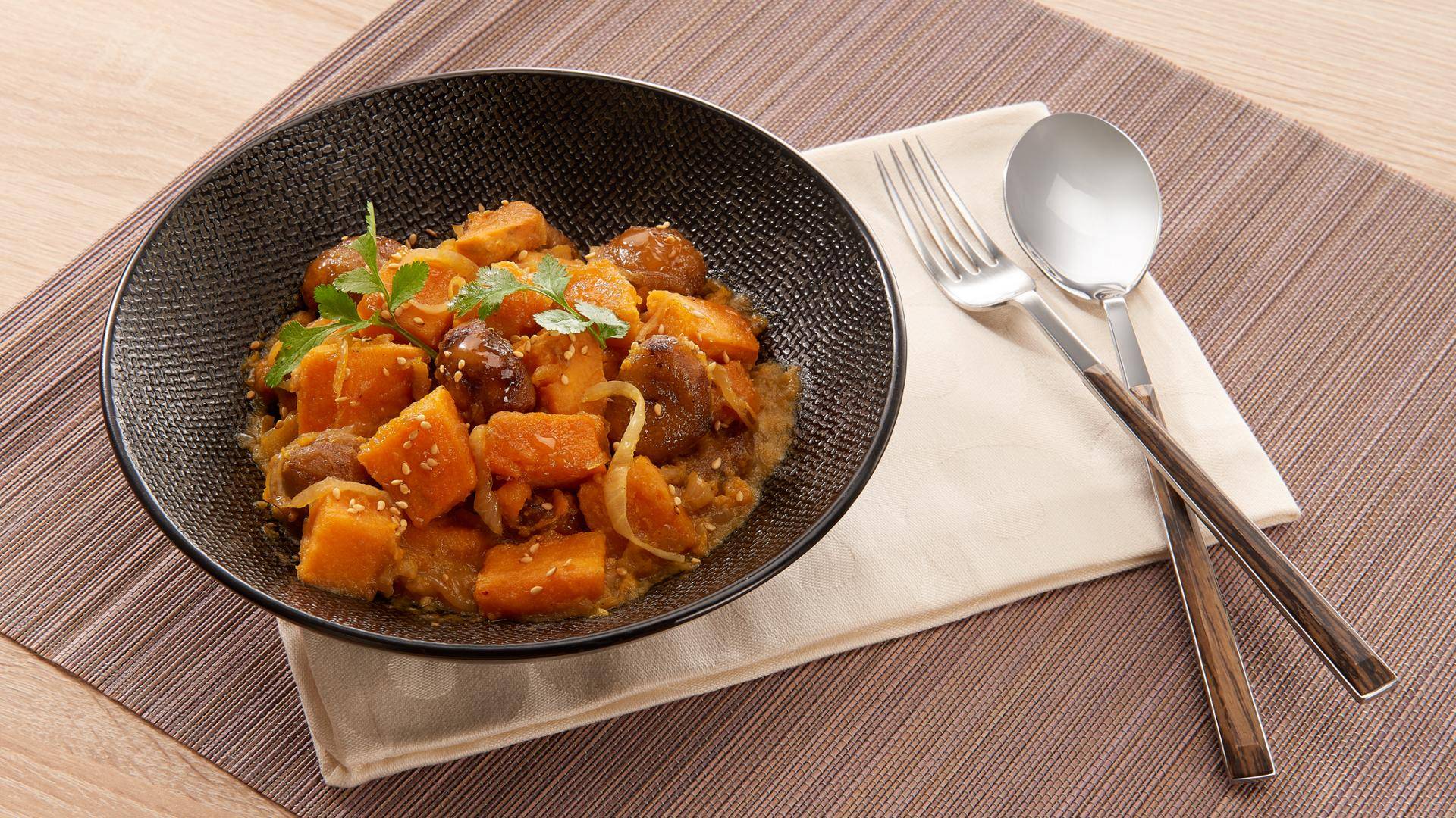 Wok de patate douce et châtaignes - Recette Poêles et Casseroles | Tefal