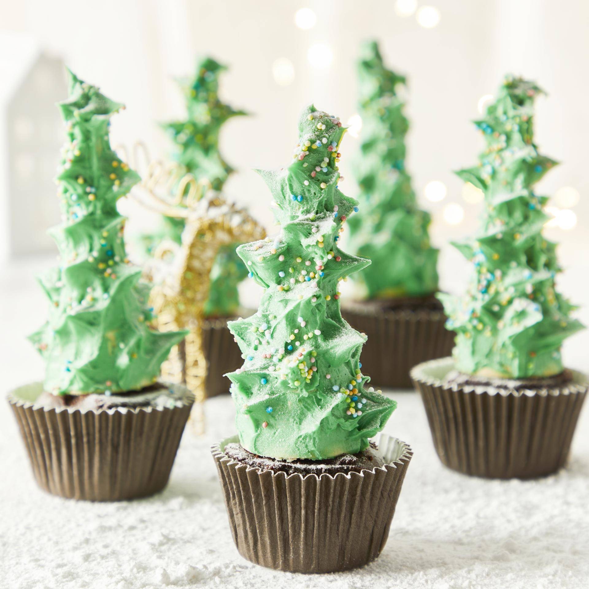 Cupcakes sapins de Noël chocolat - Recette Moules à gâteaux | Tefal