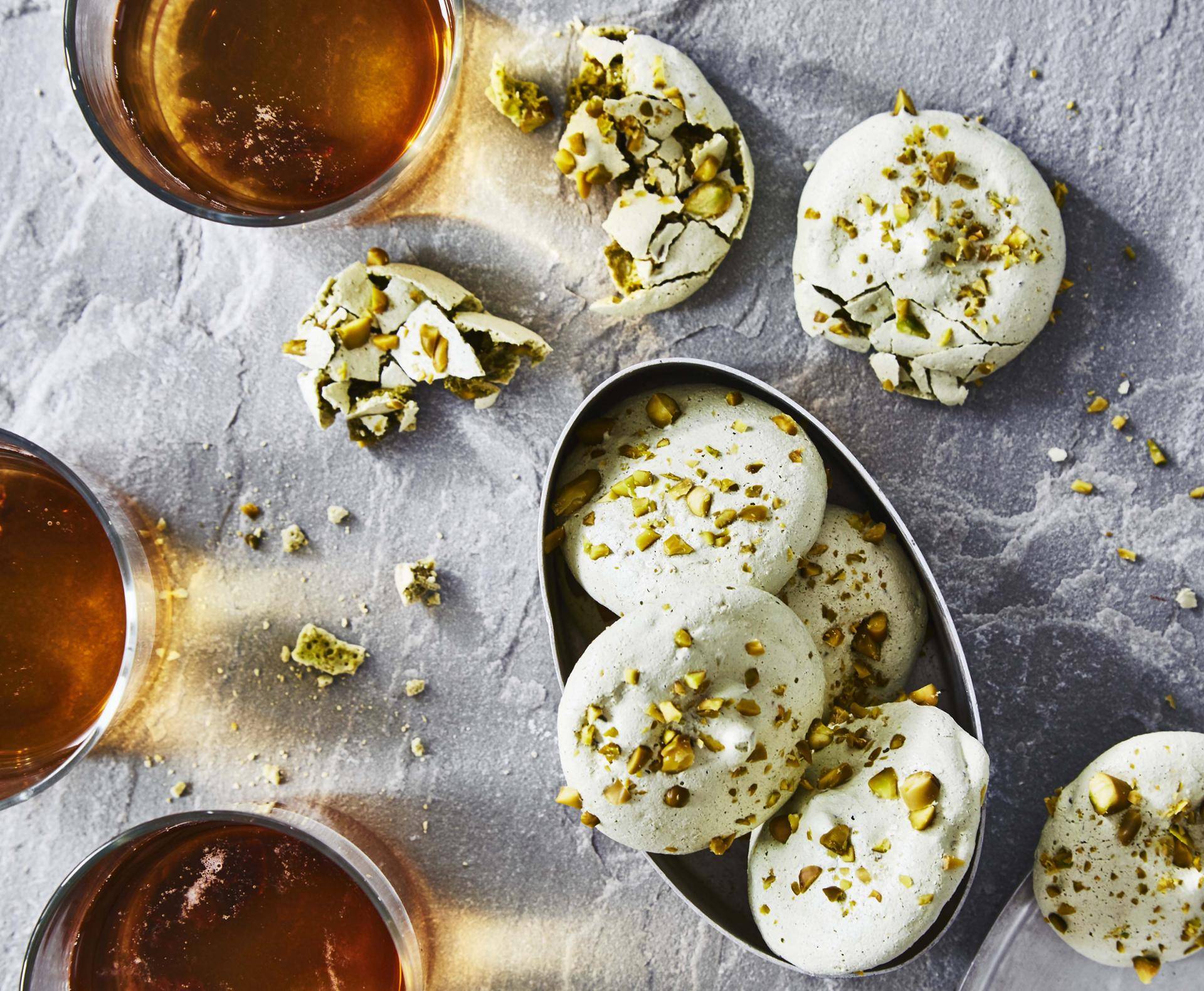 Meringues aux pistaches et thé matcha - Recette Cake Factory Délices | Tefal