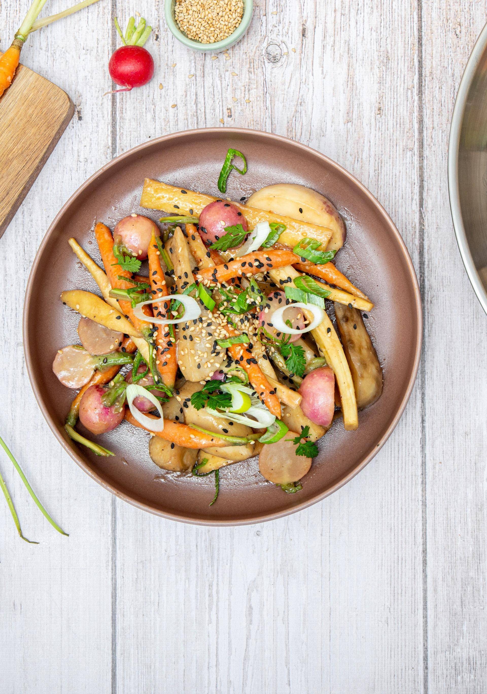 Légumes rôtis minute au miso - Recette Poêles et Casseroles | Tefal