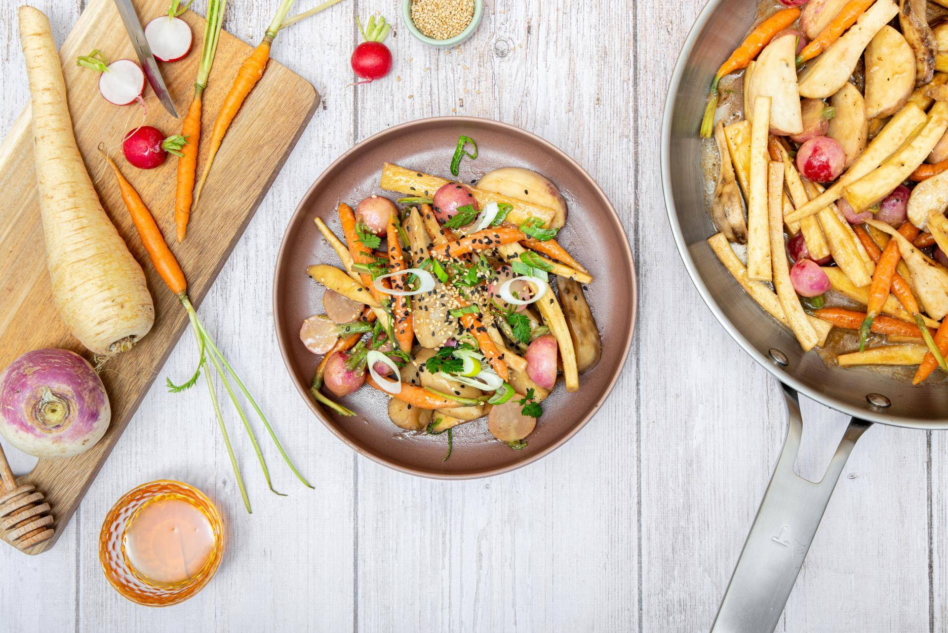 Légumes rôtis minute au miso - Recette Poêles et Casseroles | Tefal