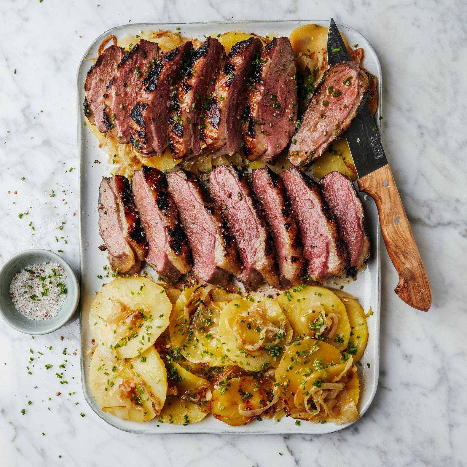 Gegrilde eendenborstfilet met ahornsiroop en aardappelen - Recette OptiGrill 2in1 | Tefal