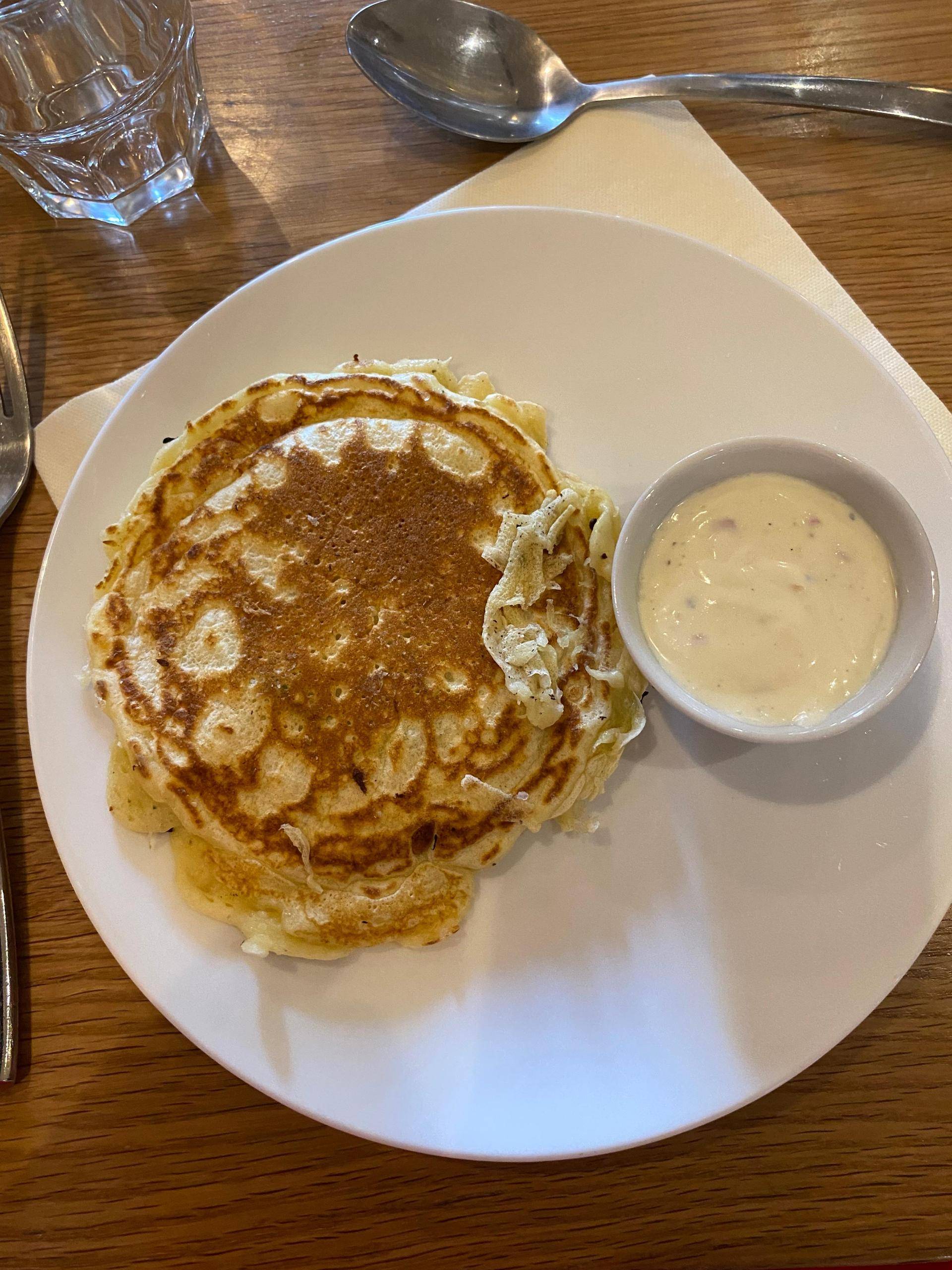 Panecakes aux légumes, crème onctueuse au miel - Recette Poêles et Casseroles | Tefal
