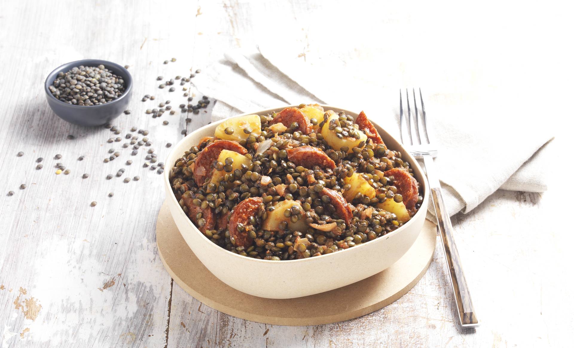 Lentilles vertes, petits légumes et chorizo - Recette undefined | Tefal