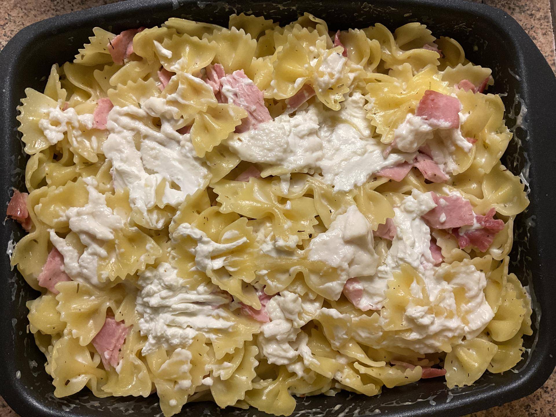 Gratin pâtes jambon chèvre - Recette Cake Factory | Tefal