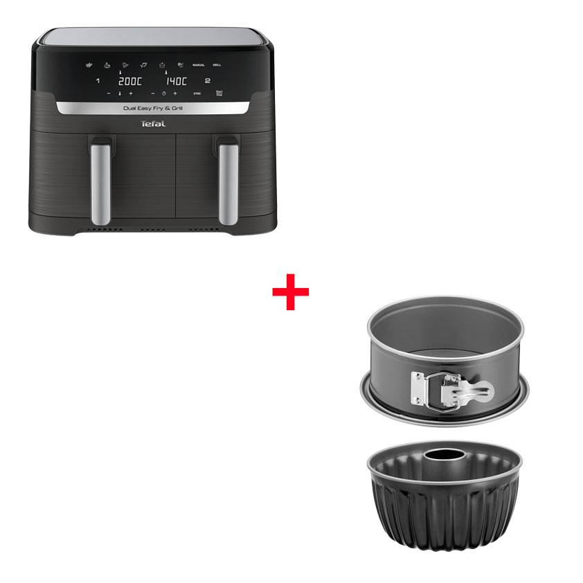 Pack Web - Air fryer Dual Easy Fry 8,3L et lot de 2 moules