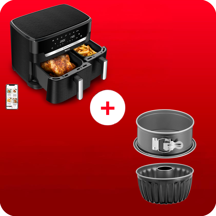 Pack Web - Air fryer Dual Easy Fry XXL et lot de 2 moules