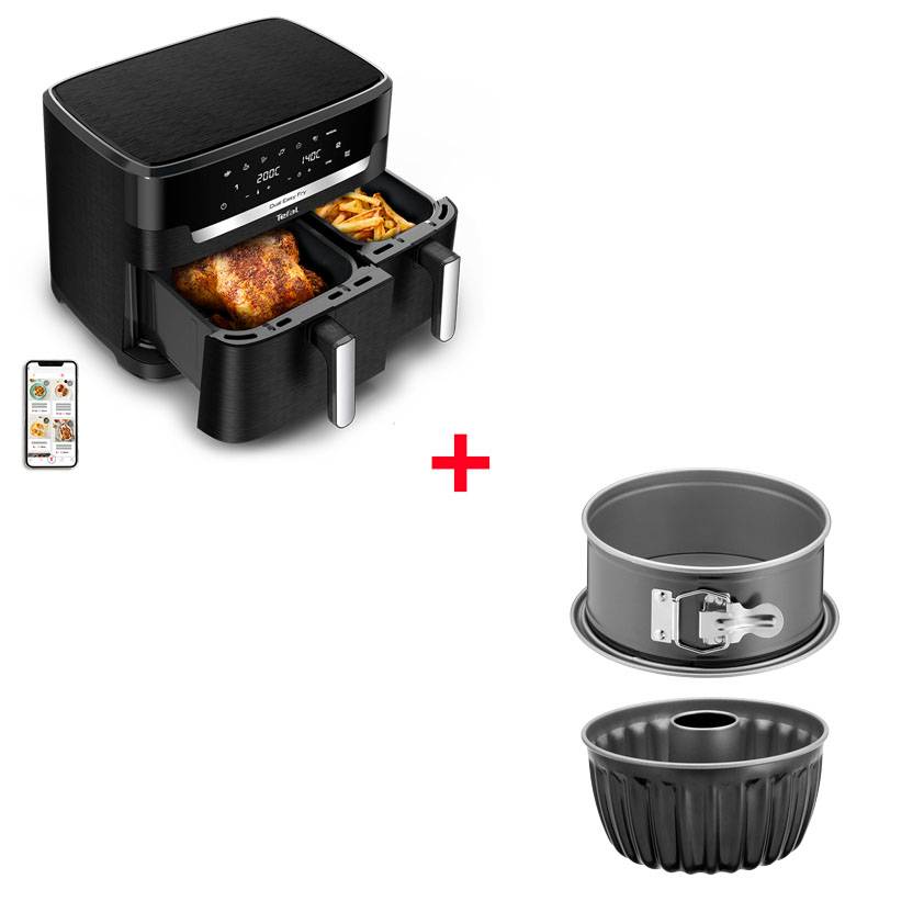 Pack Web - Air fryer Dual Easy Fry XXL et lot de 2 moules