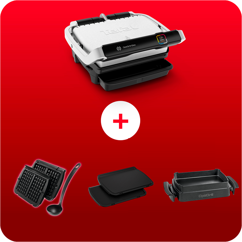 Pack web - Optigrill Elite + 3 plaques (gaufres + snacking + plancha)