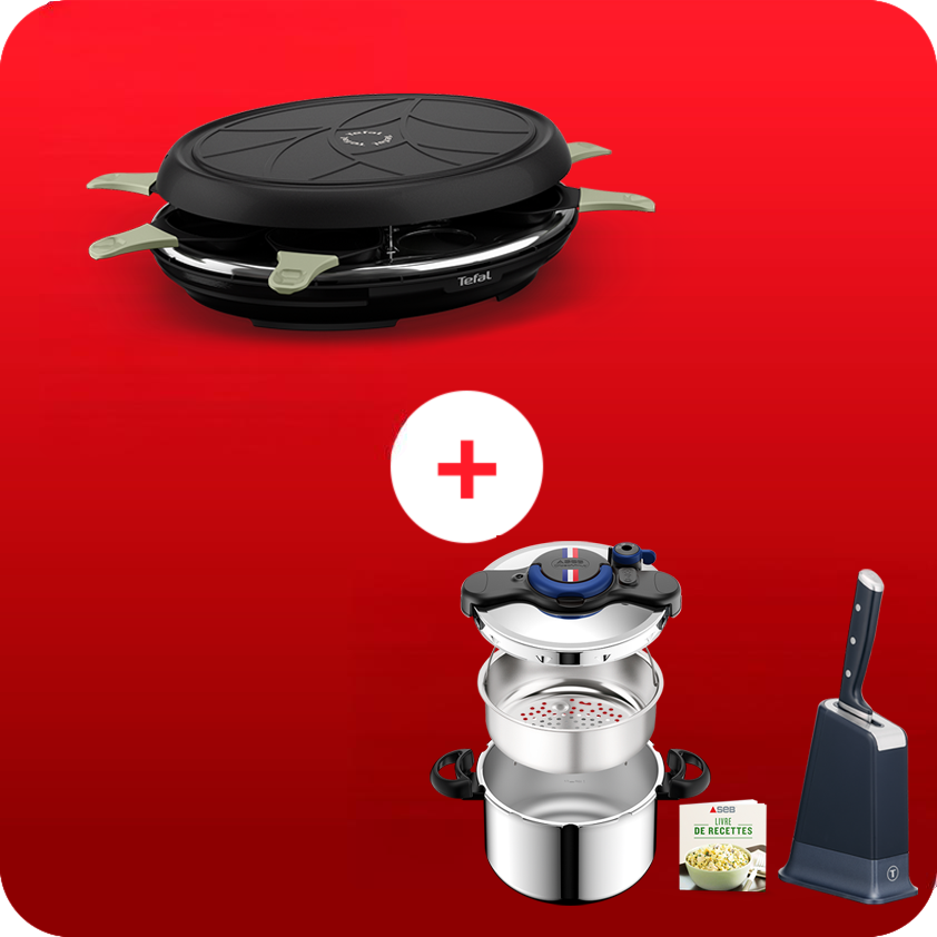 Pack web - Le kit raclette parfait (Appareil à raclette + couteaux eversharp bloc de un + cocotte minute)