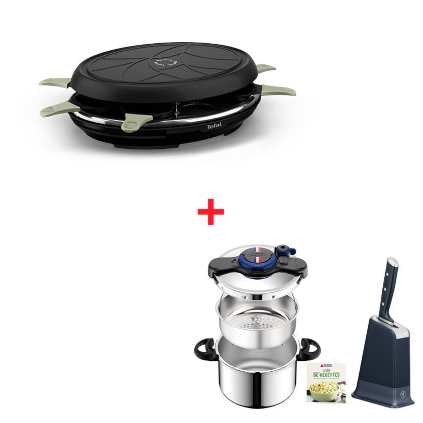 Pack web - Le kit raclette parfait (Appareil à raclette + couteaux eversharp bloc de un + cocotte minute)