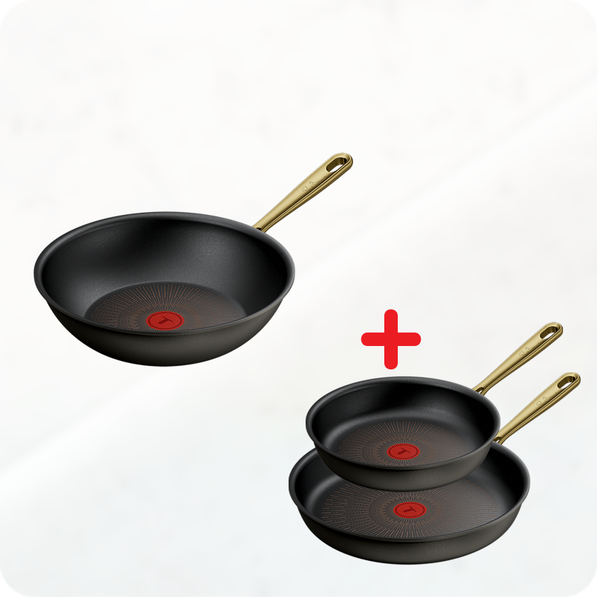 Pack web - Tefal x Bocuse - 2 poêles 24-30 cm + wok 28cm - Revêtement anti-adhésif (tous feux)