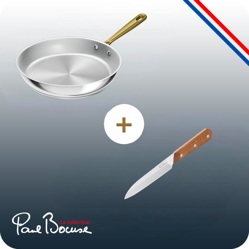 Tefal & Bocuse - Le duo de maître - Poêle 28cm inox & Couteau utility 12cm