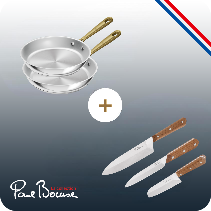 Pack web - Set Tefal x Bocuse - Poêle 24 et 28cm inox - Set de 3 couteaux